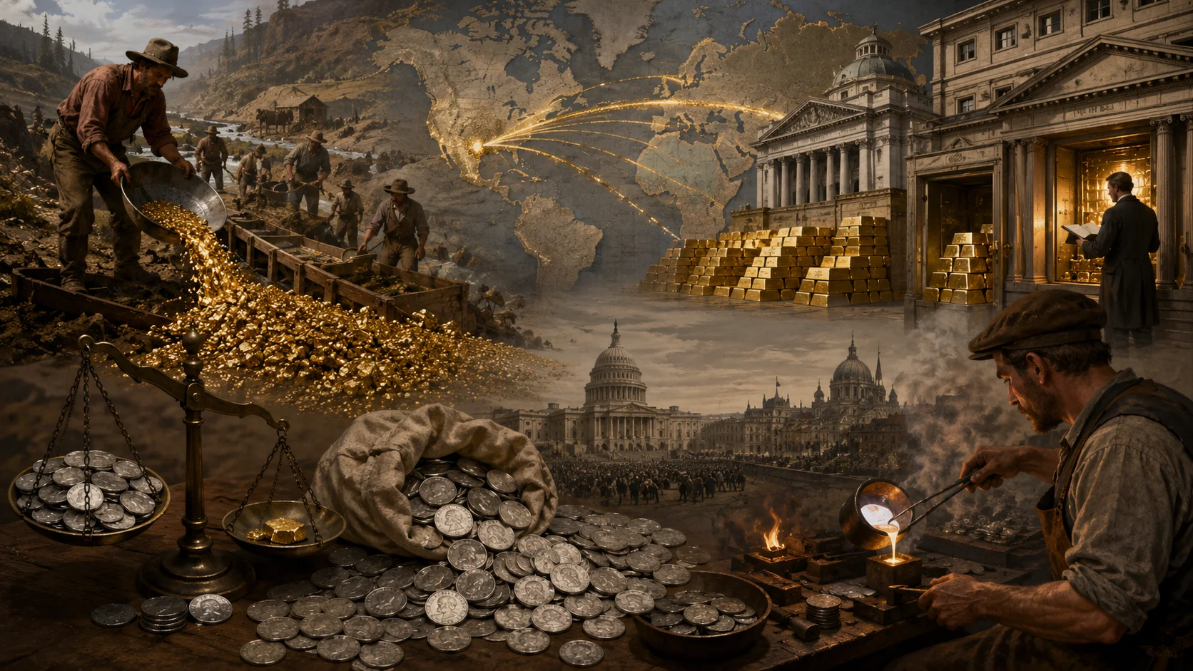 The massive influx of gold into the global market temporarily disrupted the international monetary system by wildly devaluing gold relative to silver.