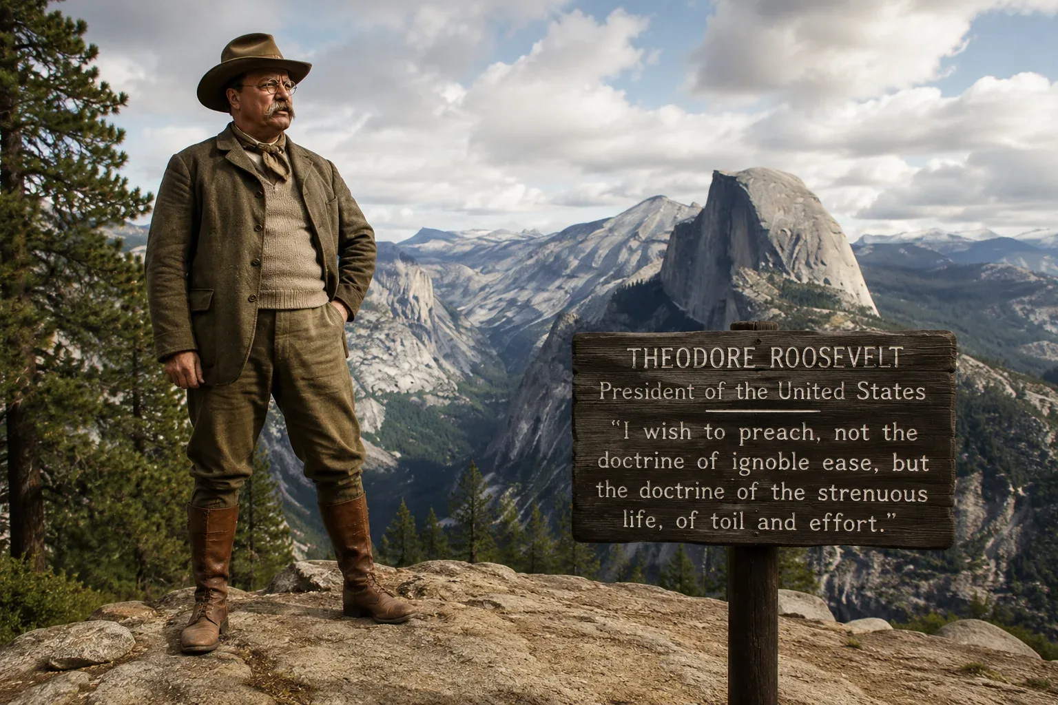 Theodore Roosevelt in the forest.