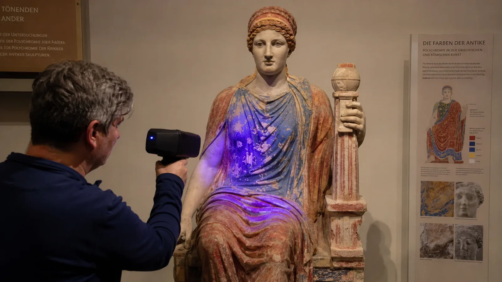 Modern ultraviolet light analysis has confirmed the existence of complex, colorful patterns on almost all ancient statues.