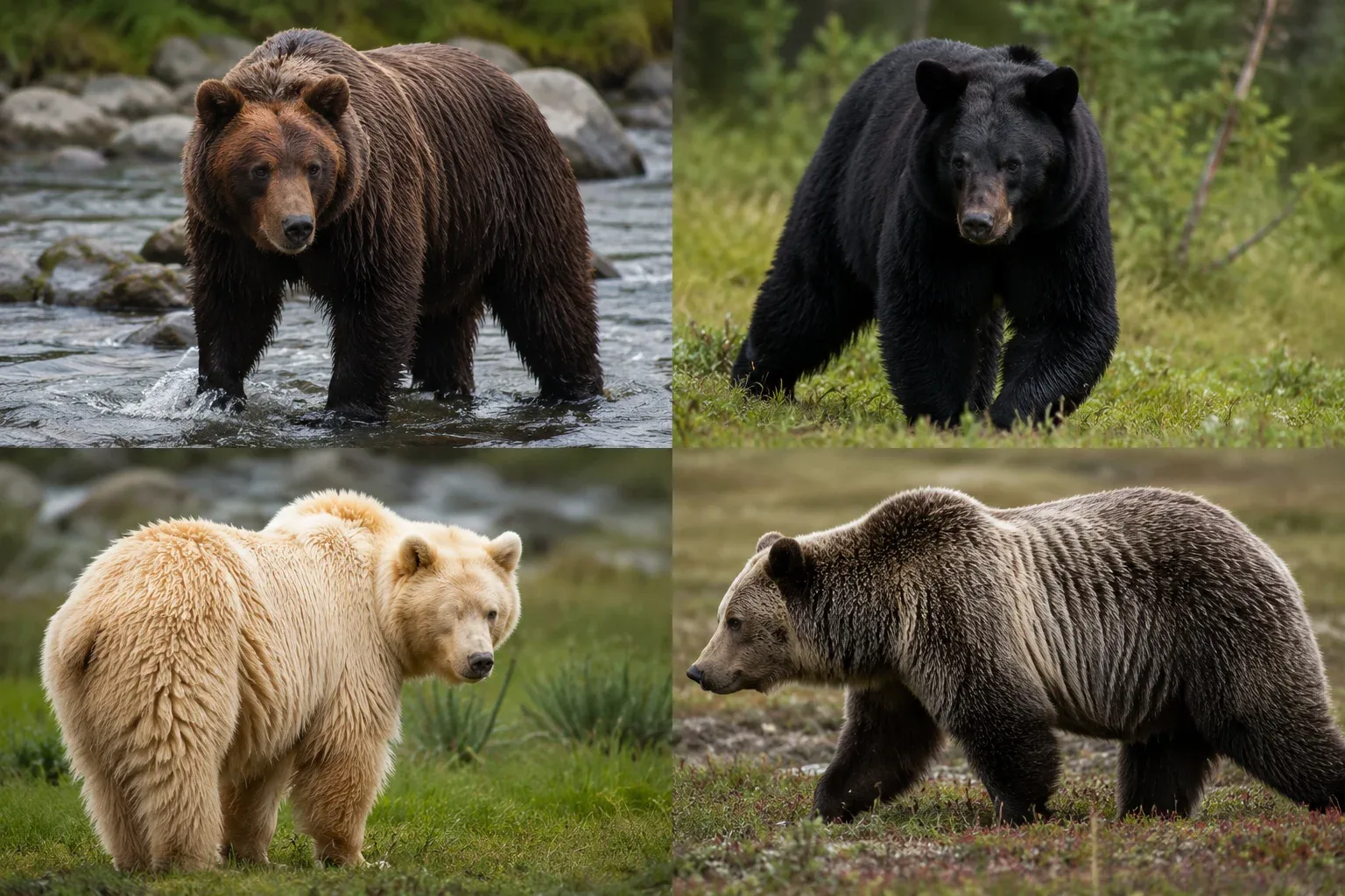 Different colours of Brown bear species