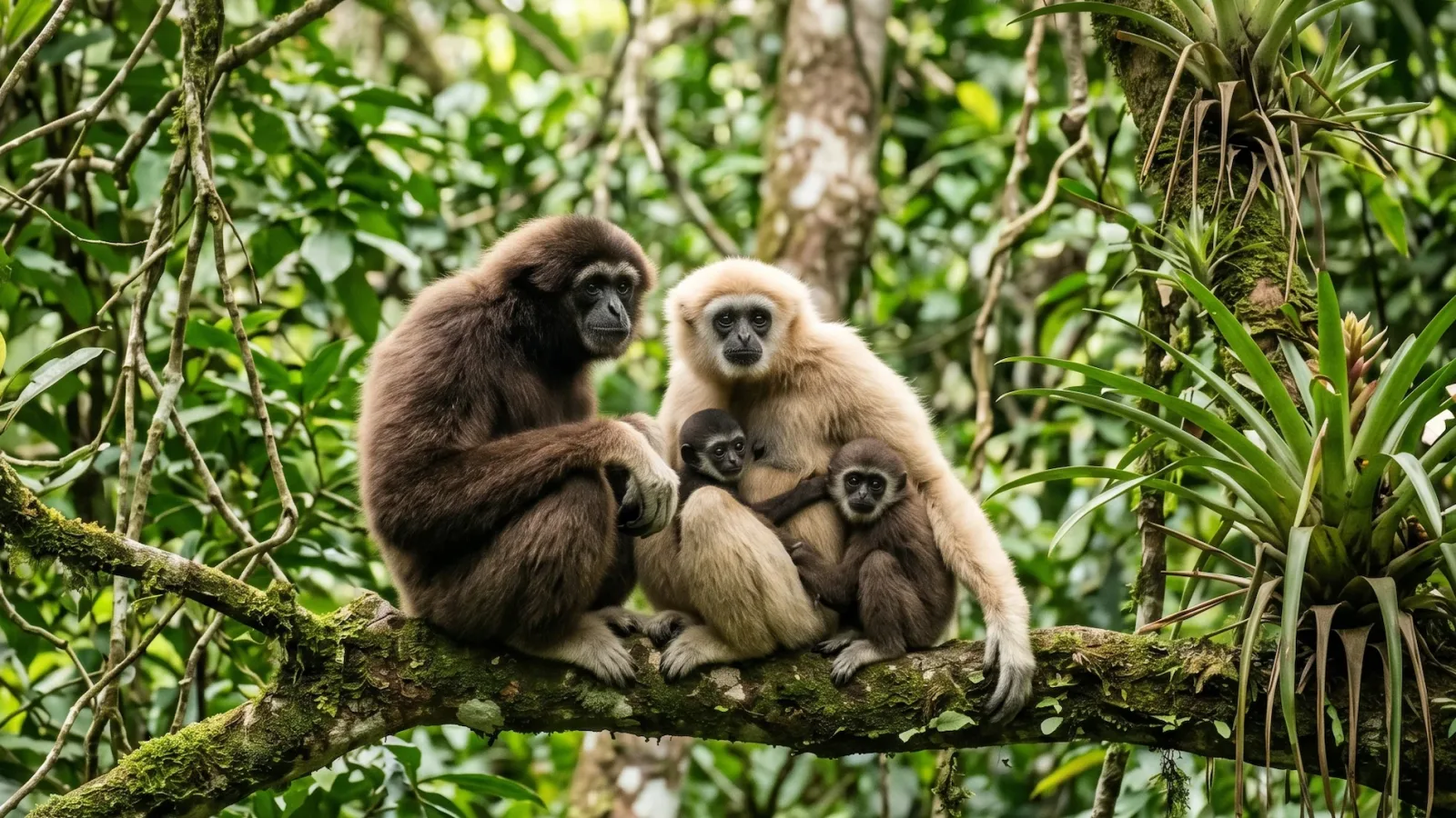 gibbon species form highly committed, long-term pair bonds that can last for their entire lives. 