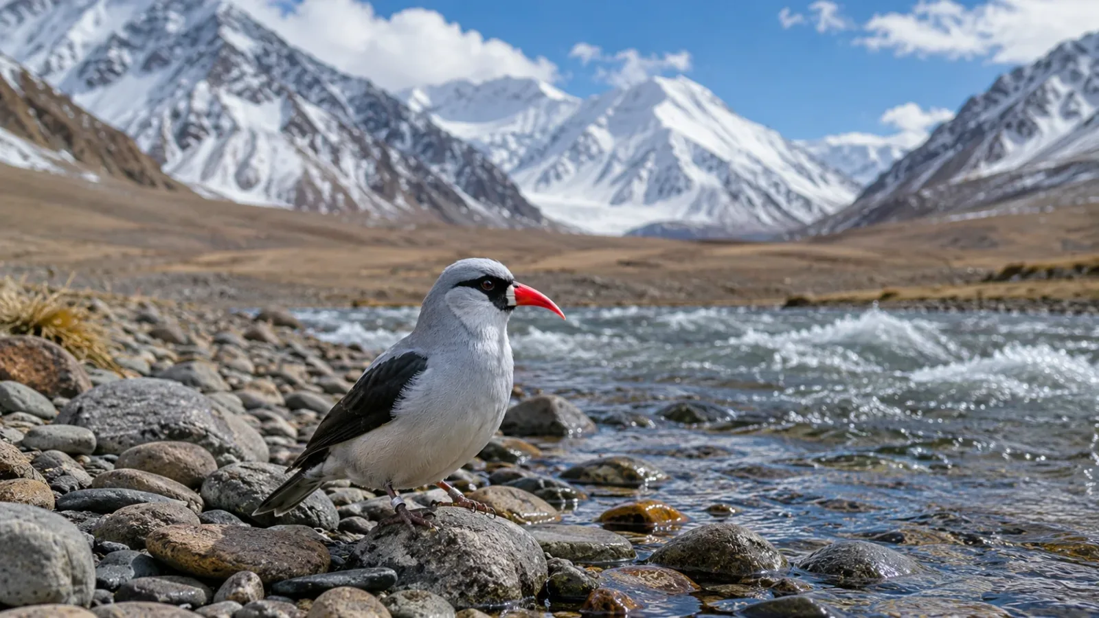 Ibisbills breed along the rocky, shingle riverbanks of the Tibetan Plateau