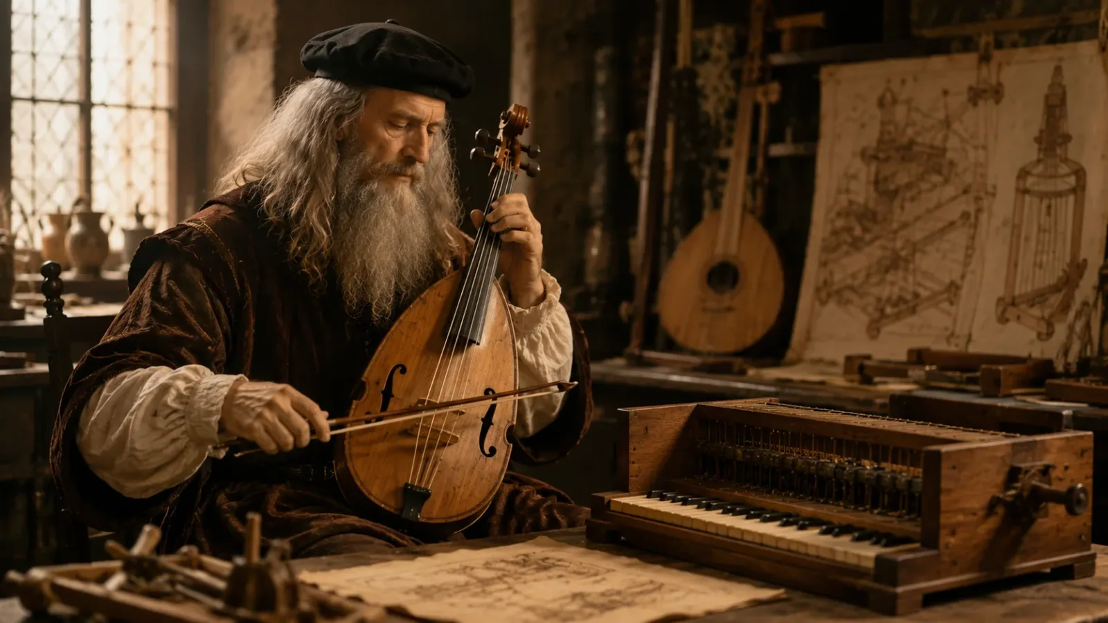Leonardo da Vinci playing violin
