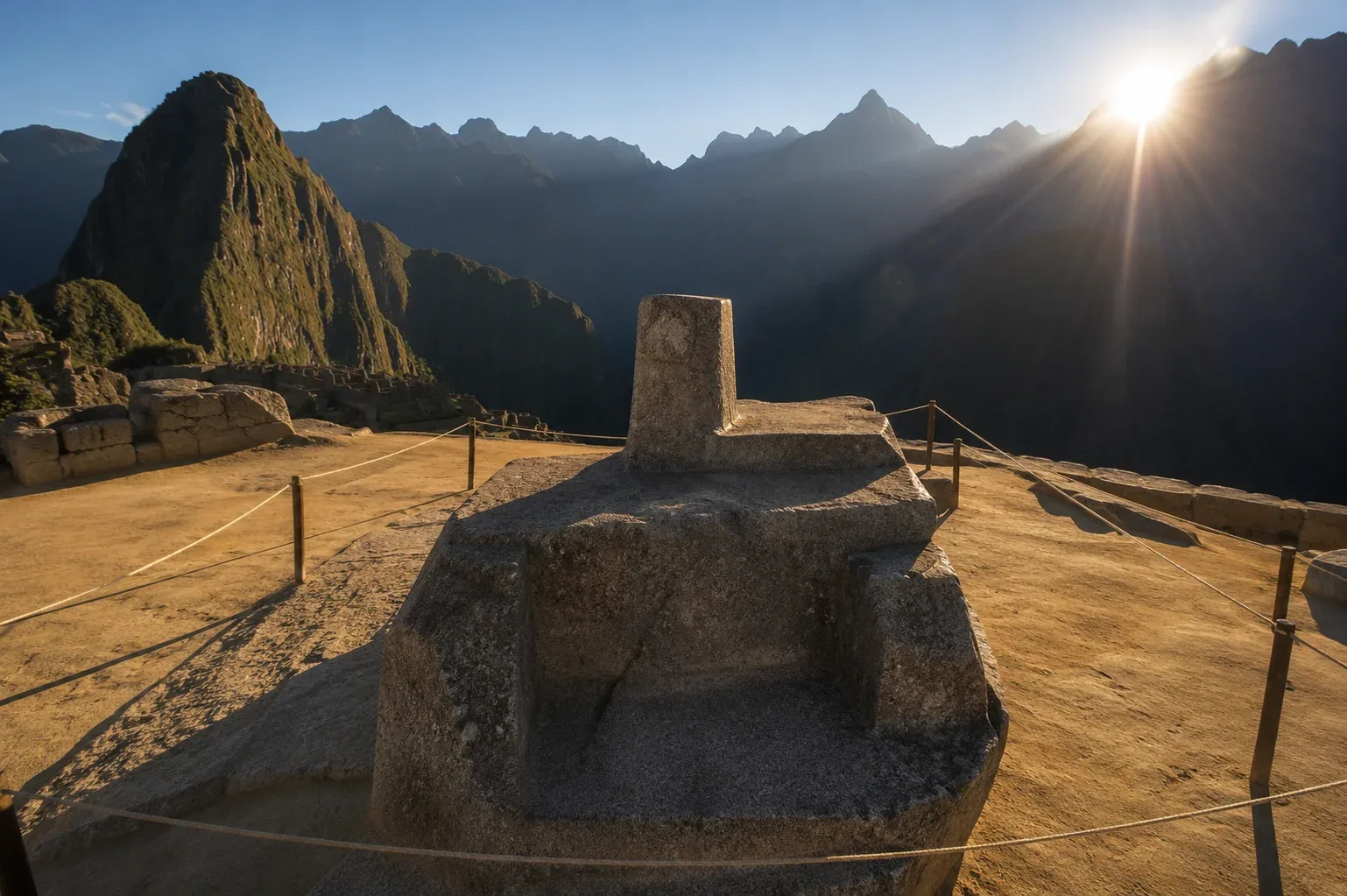 At the highest point of the main citadel in Machu Picchu sits the Intihuatana