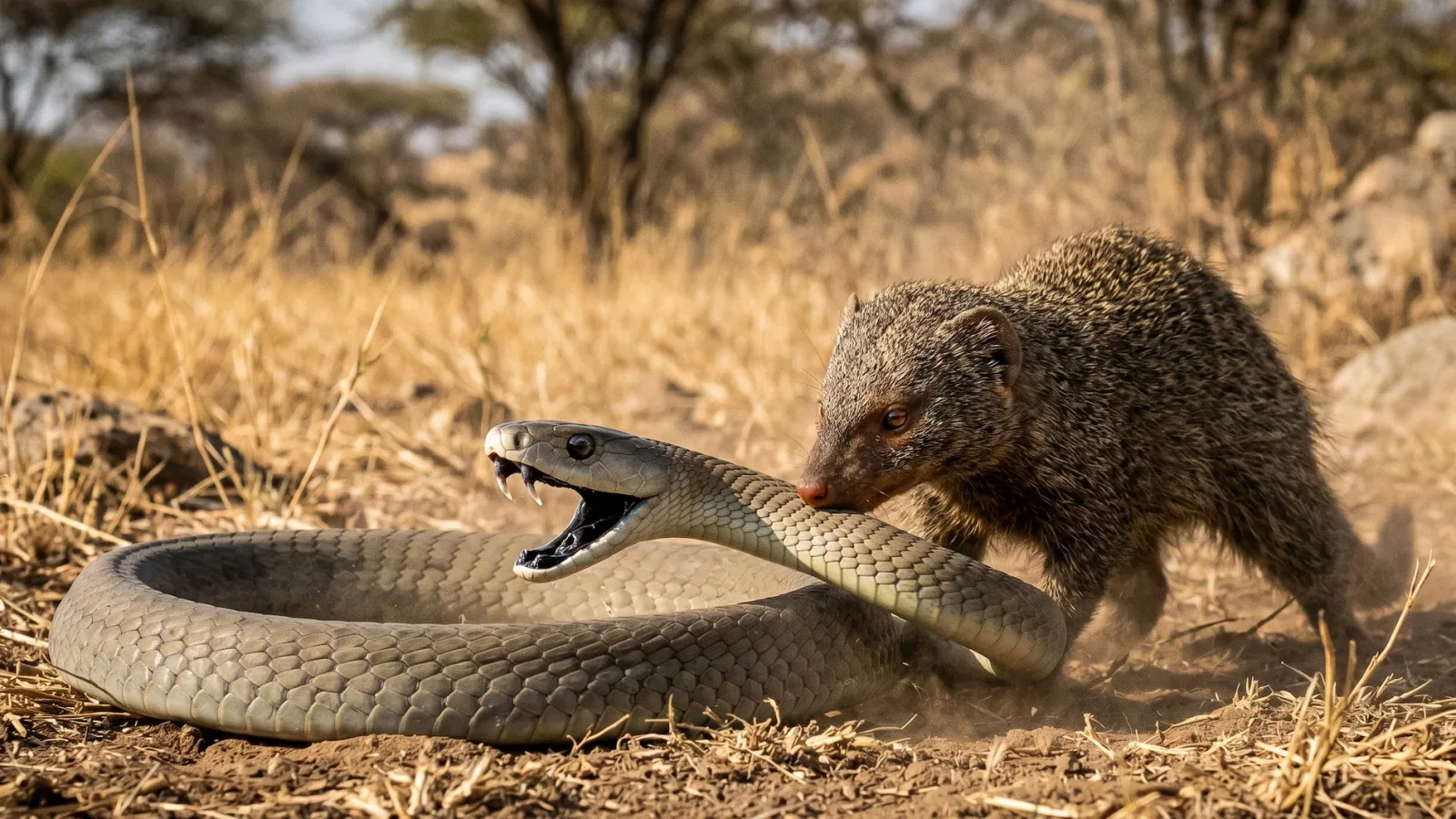 Despite their lethal venom and terrifying speed, mambas are not completely invincible apex predators. They are constantly hunted by the honey badger and, most famously, the mongoose. 