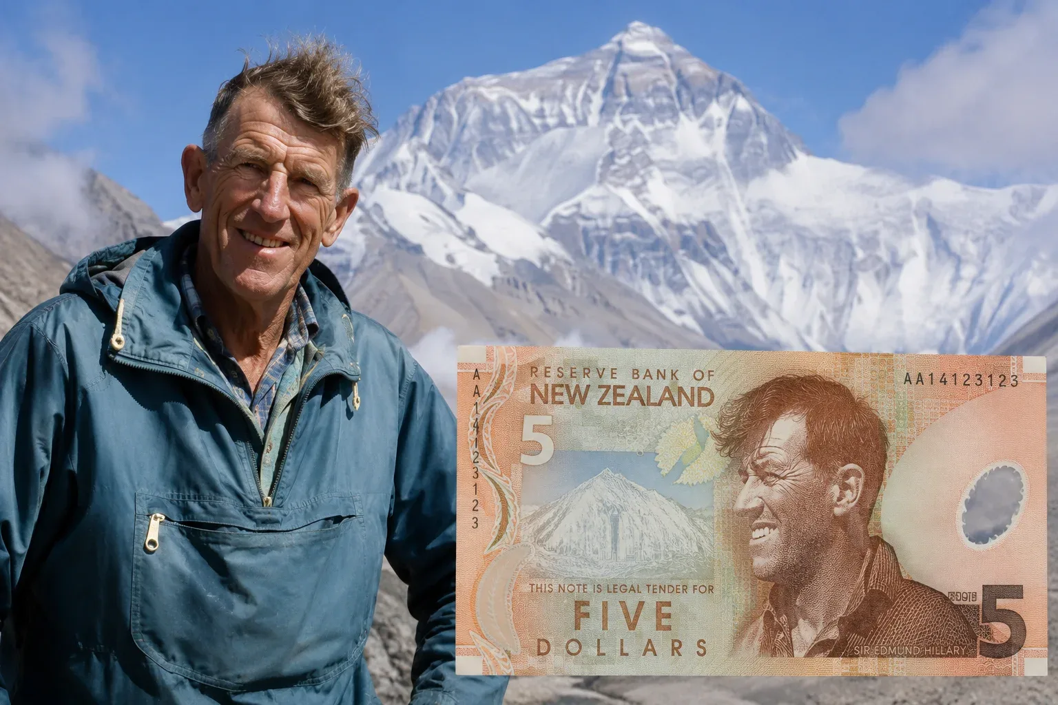 Edmund Hillary and His face proudly adorns the New Zealand five-dollar note.