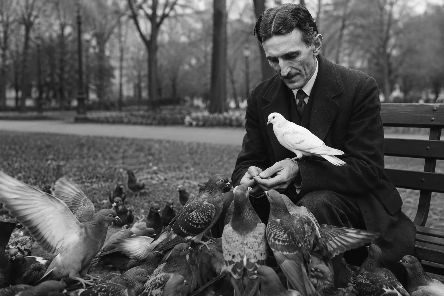 esla spent hours every day in local parks feeding the pigeons.