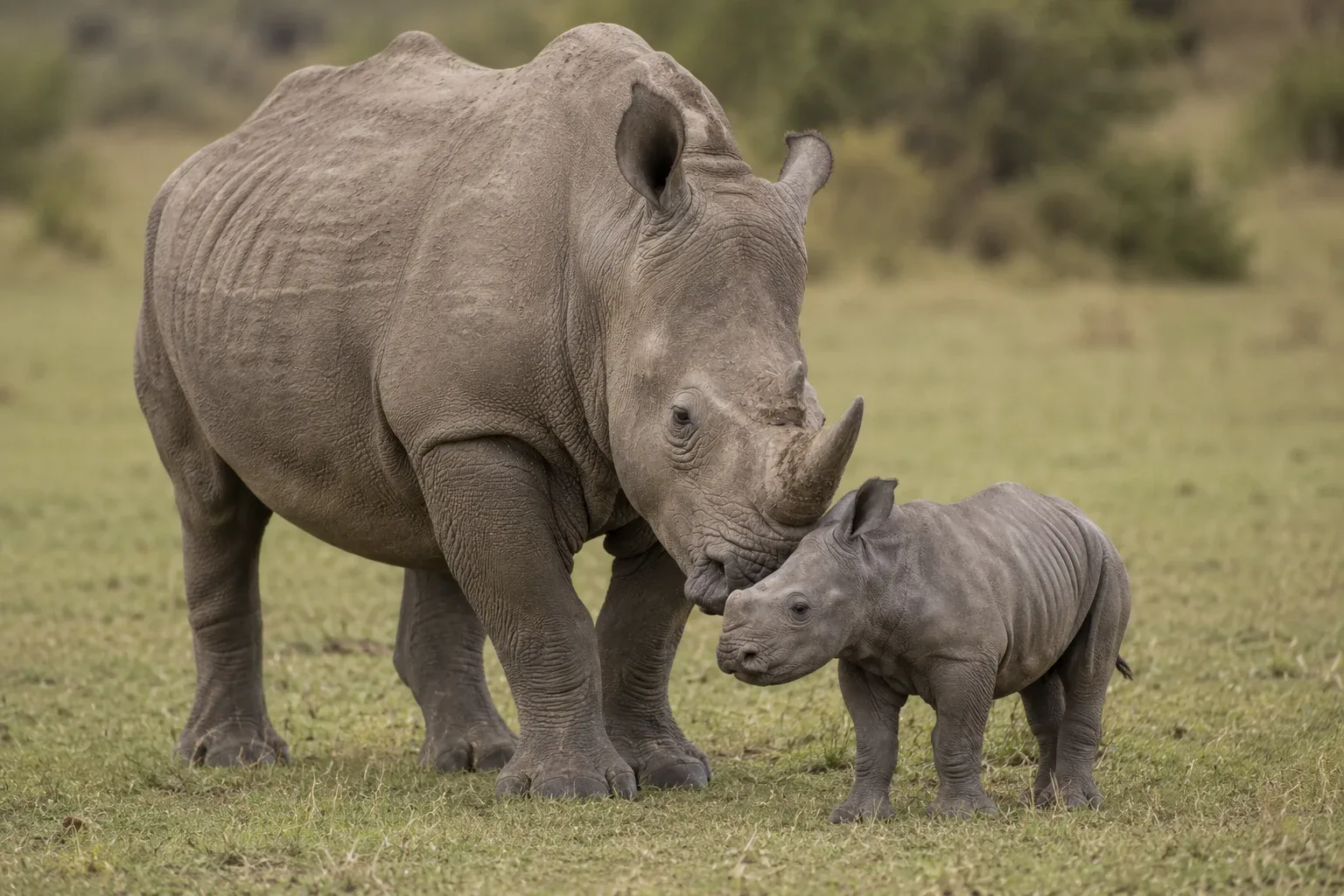 Female rhino with small rhino