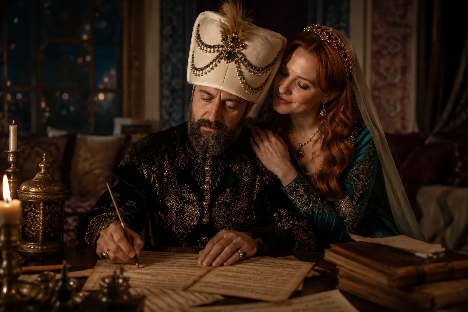  Suleiman was an incredibly dedicated and talented poet. Writing under the pen name Muhibbi (meaning "The Lover" or "Affectionate Friend"), he composed thousands of poems in Persian and Ottoman Turkish. Many of his surviving verses are deeply passionate love poems dedicated exclusively to his wife, Hürrem Sultan.