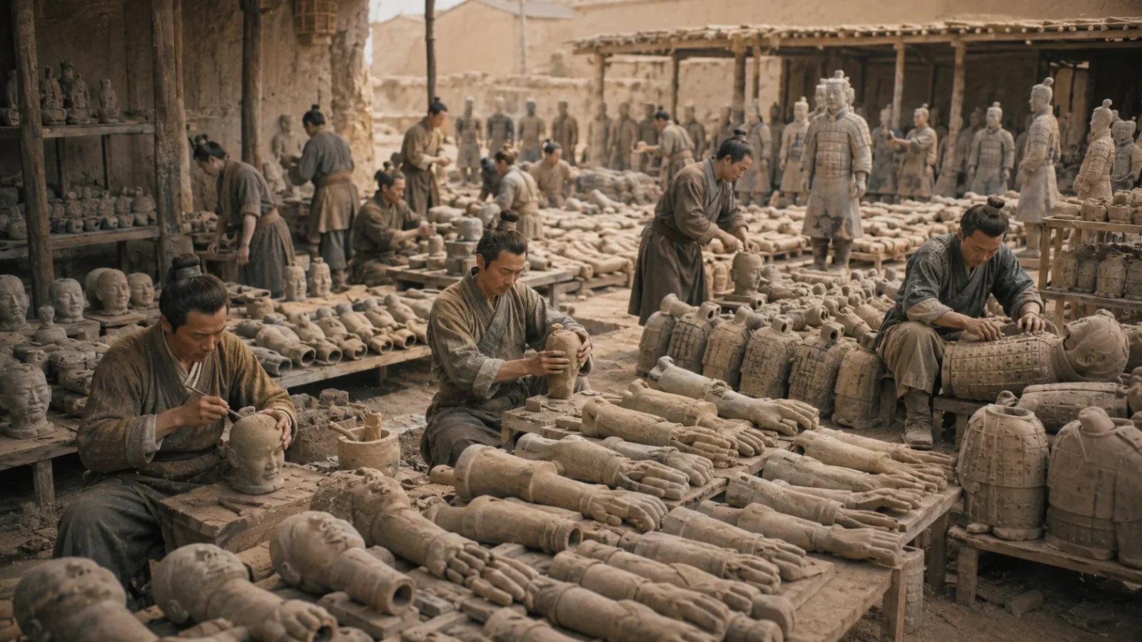 To create an estimated 8,000 soldiers, the Qin dynasty effectively invented an early form of mass-production assembly lines. Distinct workshops produced specific body parts—arms, torsos, hands, and heads—which were then fitted together. This allowed them to produce the army at an astonishingly rapid pace.