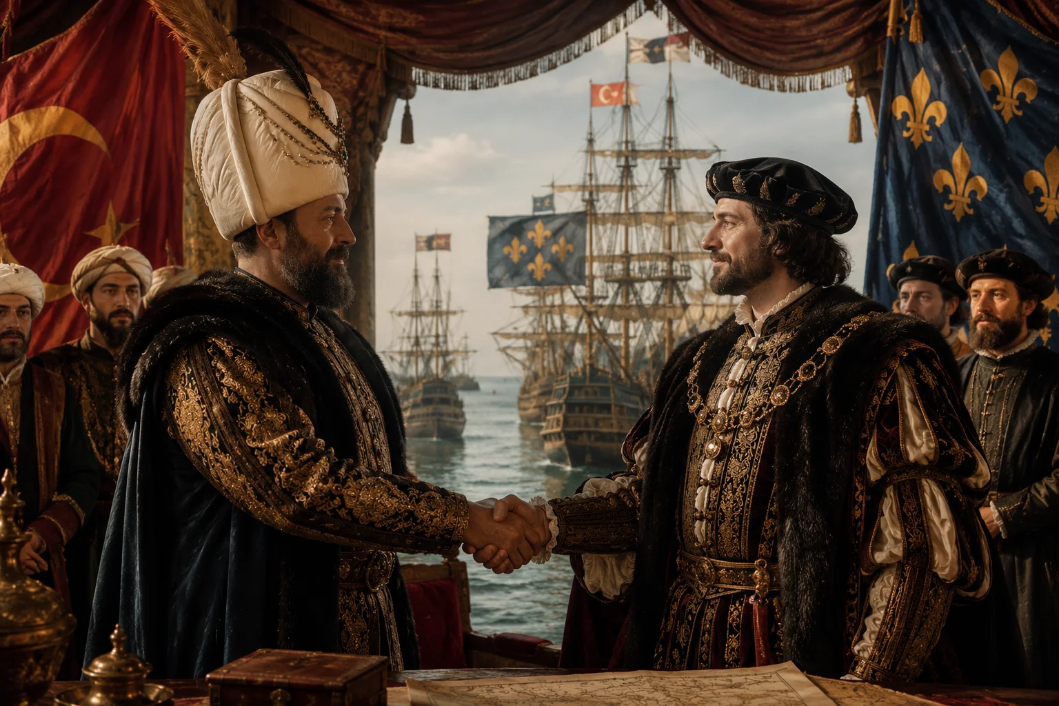 Suleiman formed a strategic military and economic alliance with King Francis I of France in 1536.