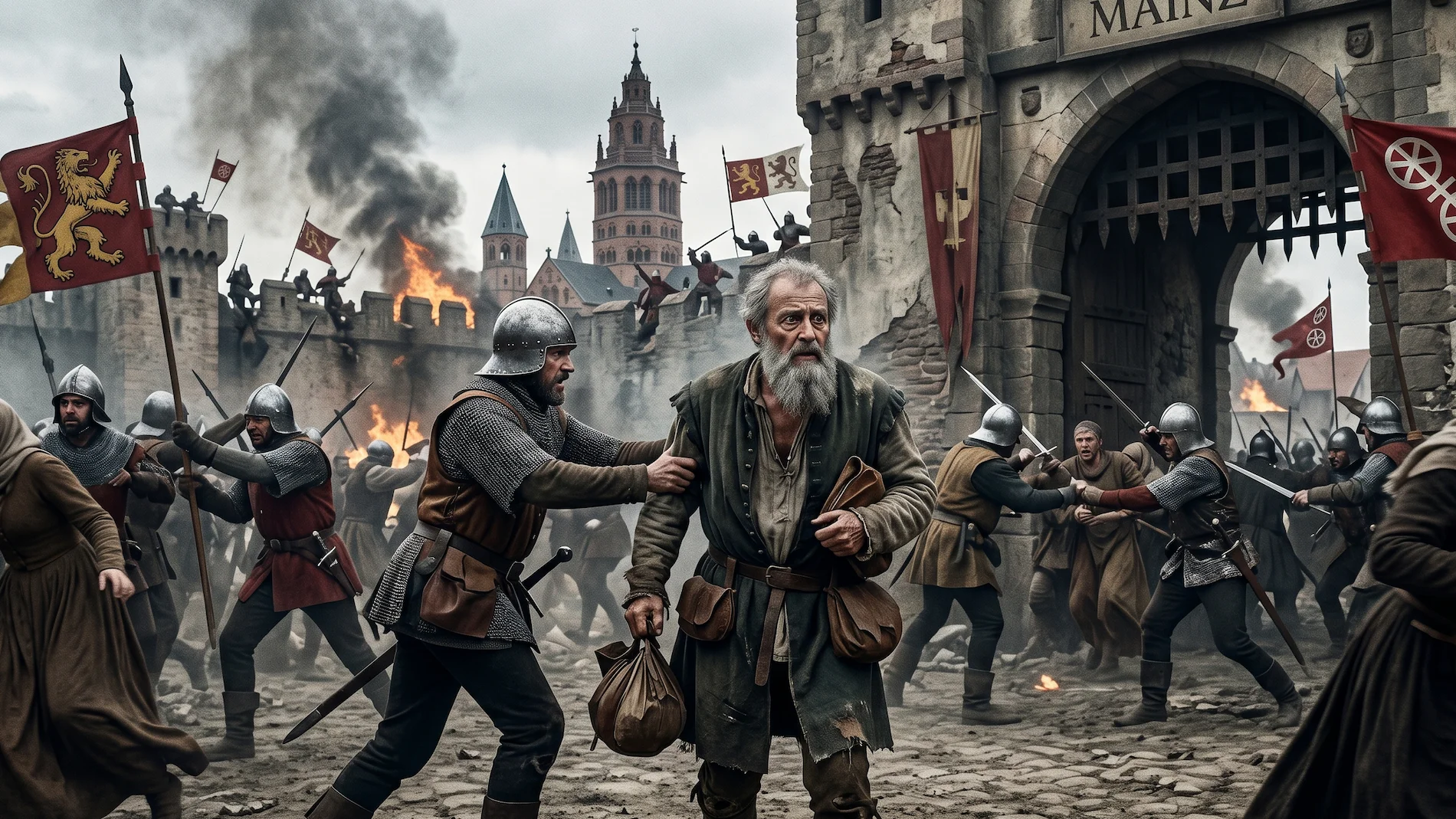 Gutenberg’s life was heavily disrupted by the chaotic politics of the Holy Roman Empire. He was exiled from his hometown of Mainz twice—once in the 1420s due to a clash between the city's patricians and the trade guilds, and again in 1462 when two rival archbishops went to war over control of the city.