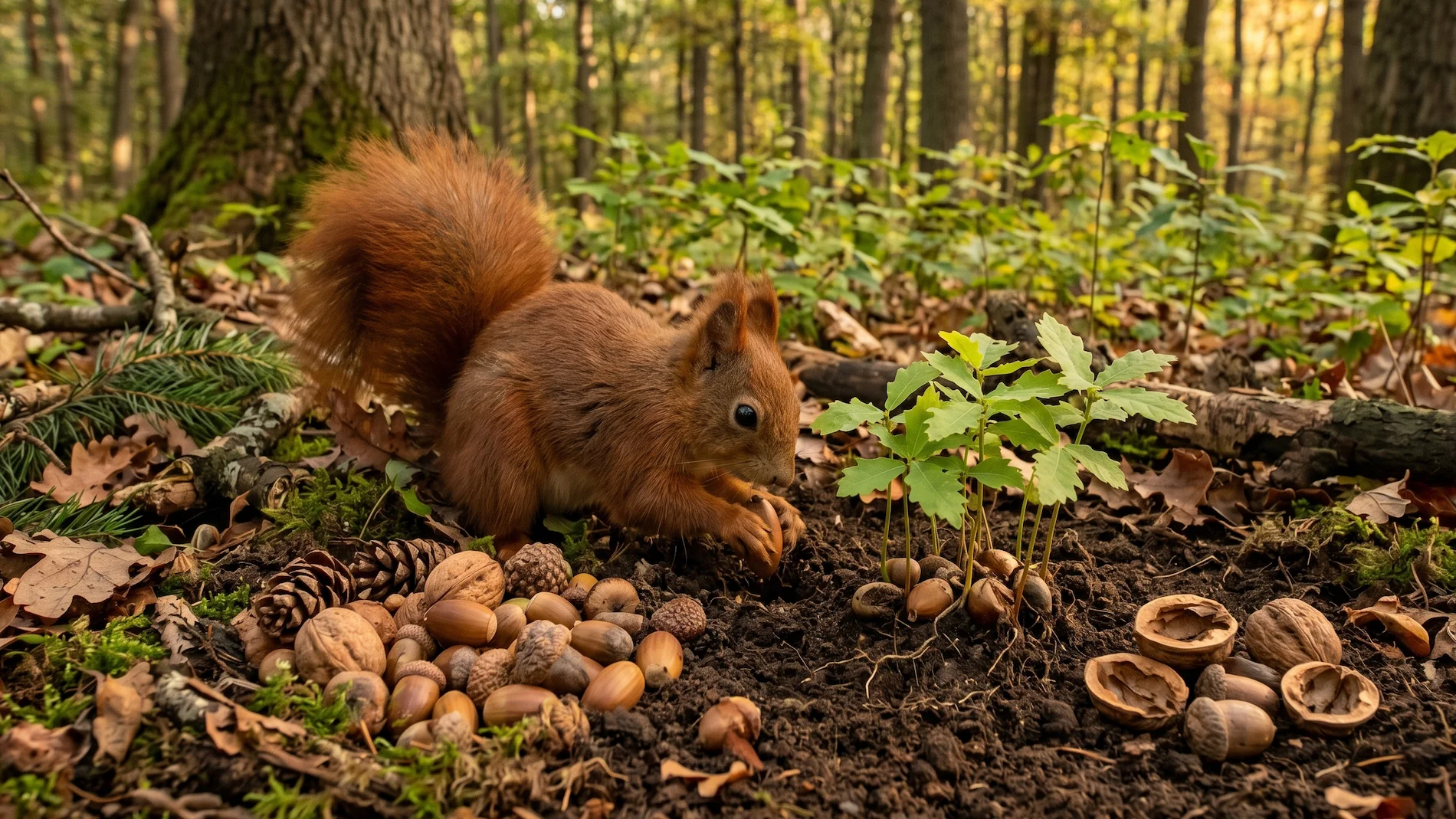 While they possess incredibly impressive spatial memories, squirrels inevitably forget the exact locations of a significant portion of their buried winter food caches. This massive dietary miscalculation actually serves as one of the most vital ecological functions on the entire planet. The thousands of forgotten acorns, walnuts, and pinecones left buried in the nutrient-rich soil naturally sprout into new saplings the following spring. Countless massive oak and hickory forests across the United States exist entirely because generations of forgetful squirrels accidentally acted as highly efficient agricultural planters.