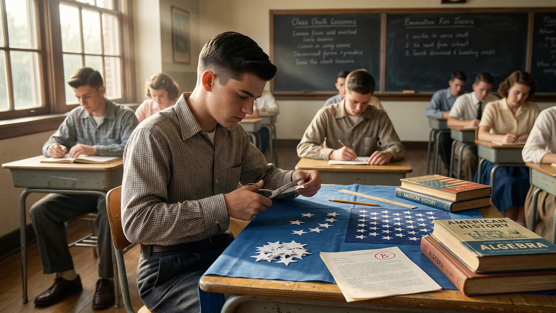 1950s American high school classroom