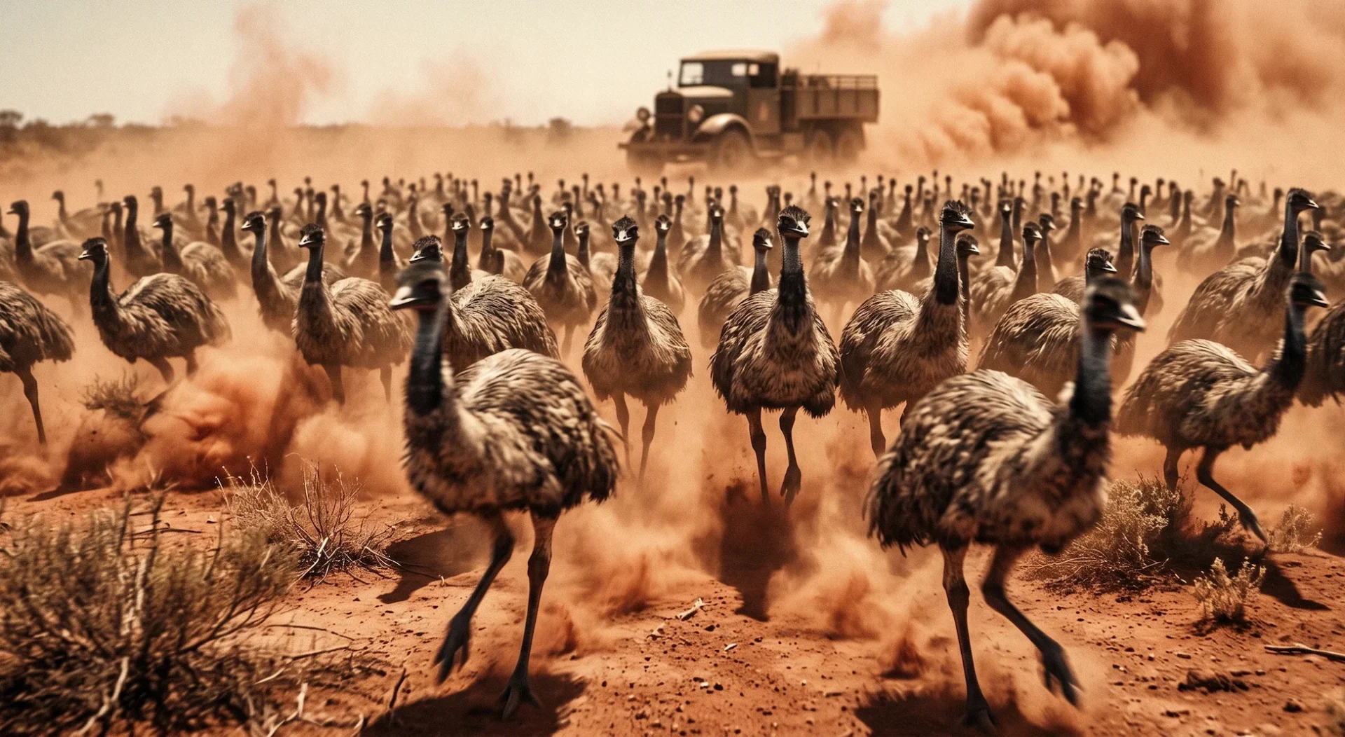 A majestic, hyper-realistic wide-angle landscape photograph capturing the iconic sandstone monolith of Uluru (Ayers Rock) bathing in the deep, glowing red light of a dramatic sunset. The sky is a stunning gradient of orange, purple, and deep blue with a few wispy clouds. In the foreground, a large, wild red kangaroo stands on its hind legs on a red dirt track, looking directly at the camera. The landscape is dotted with hardy spinifex grass and desert oaks. Natural, cinematic lighting, extreme detail, National Geographic travel photography style, 16:9 aspect ratio.