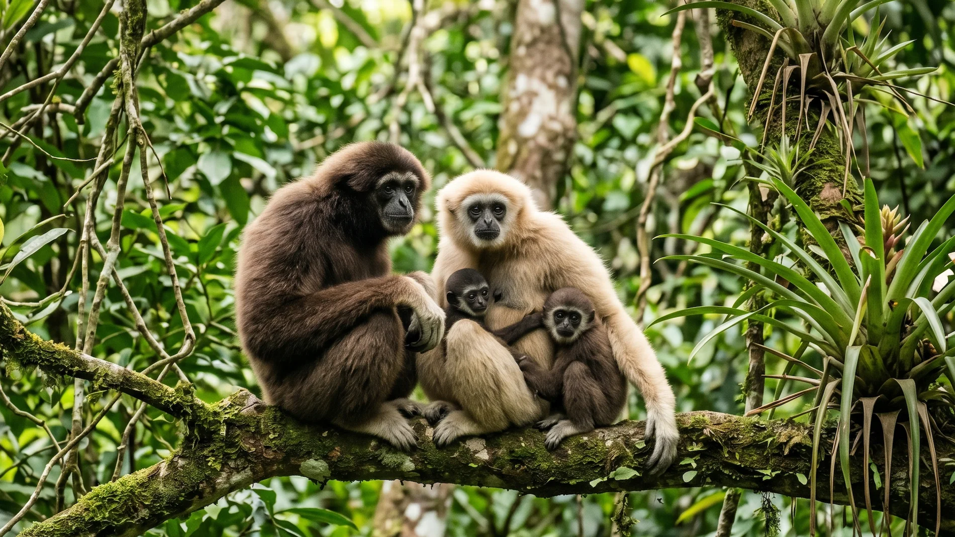 gibbon species form highly committed, long-term pair bonds that can last for their entire lives. 