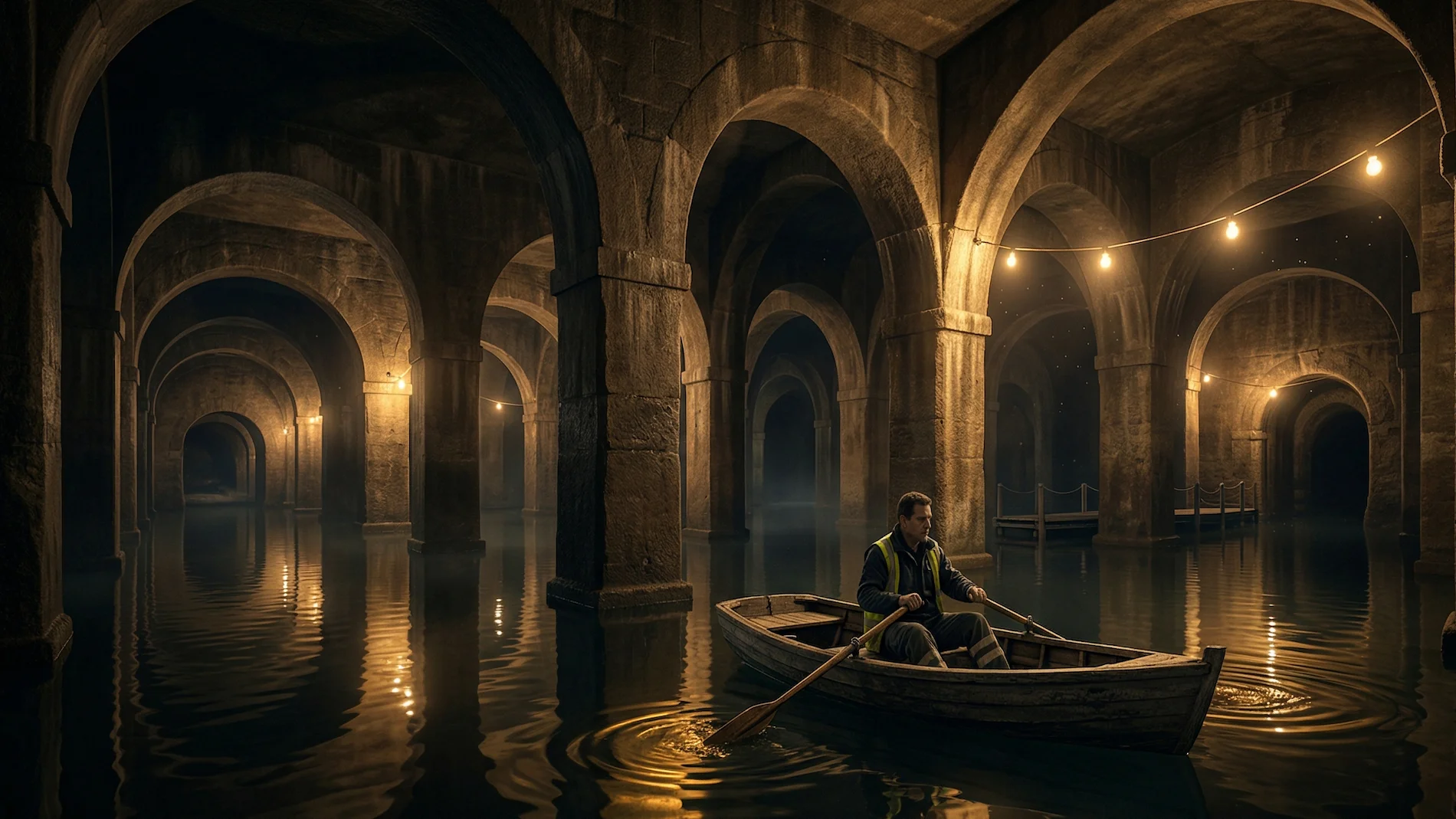 Mysterious underground water reservoir located deep beneath the Palais Garnier opera house in Paris